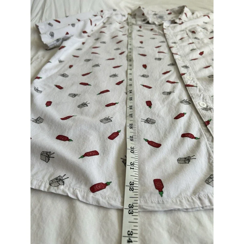 Sriracha Hot Sauce Huy Fong All Over Print Button Up Short Sleeve Shirt Size 2XL